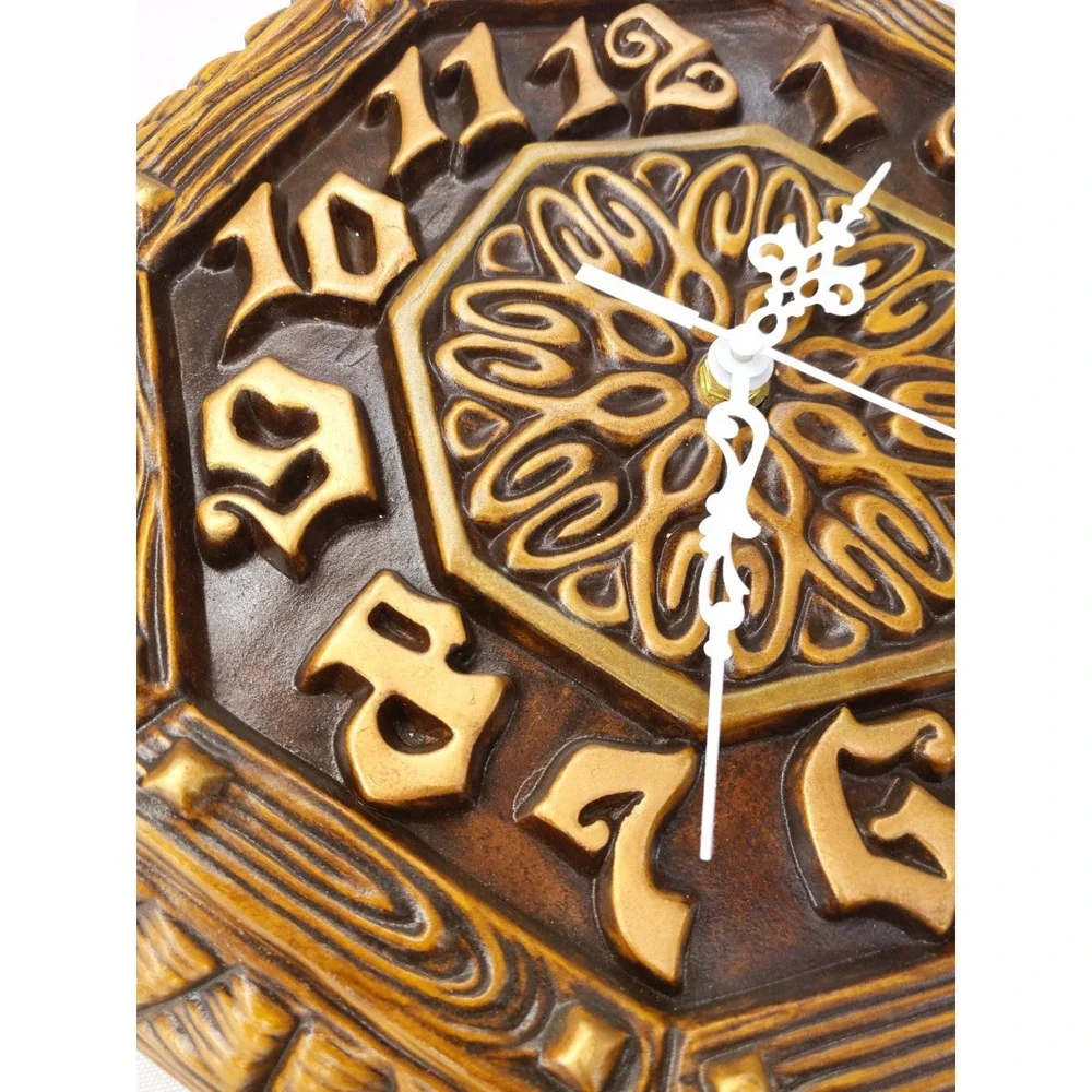 Arnel's Wall Clock Brown Vintage Mid Century Ceramic Octagon Faux Wood Grain